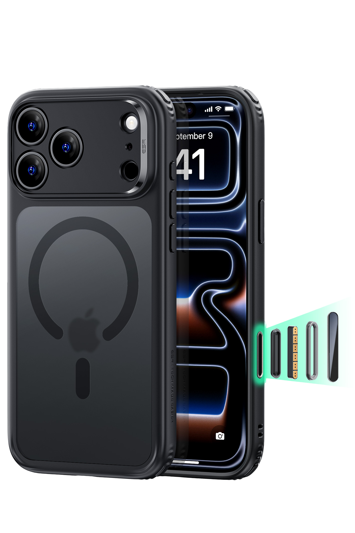 ESR Apple iPhone 18 Pro Max/17 Pro Max Classic Hybrid Magsafe Kapak - Buzlu Siyah